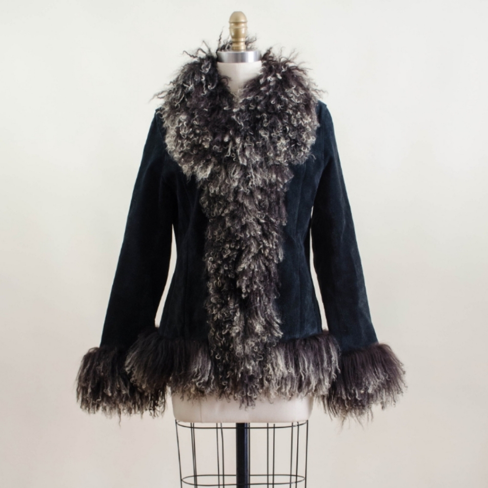 Vintage Pennylane Fur Trim Suede Coat